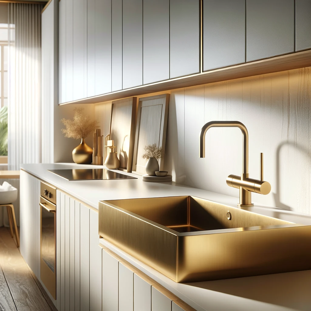 Lujo en la cocina: Transforma tu espacio con un fregadero dorado