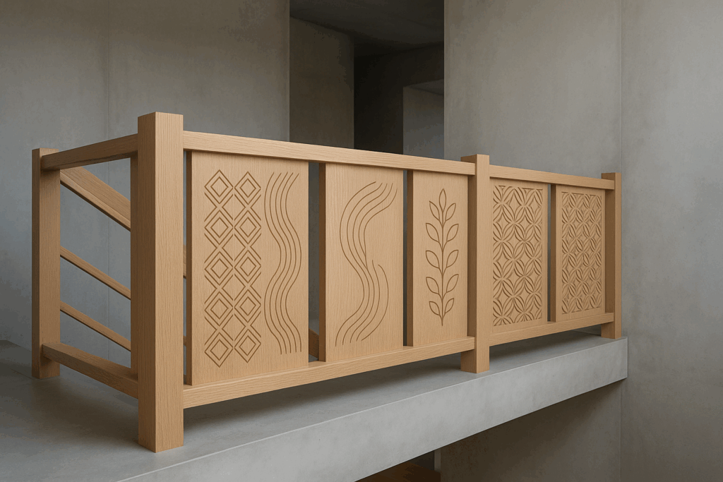 Grabado láser sobre madera para escaleras Grabado láser sobre madera para escaleras
