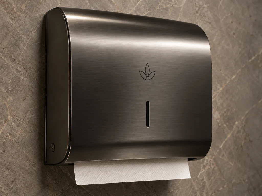 Personalización de dispensadores de papel con PVD y grabado láser Grabado láser dispensadores papel